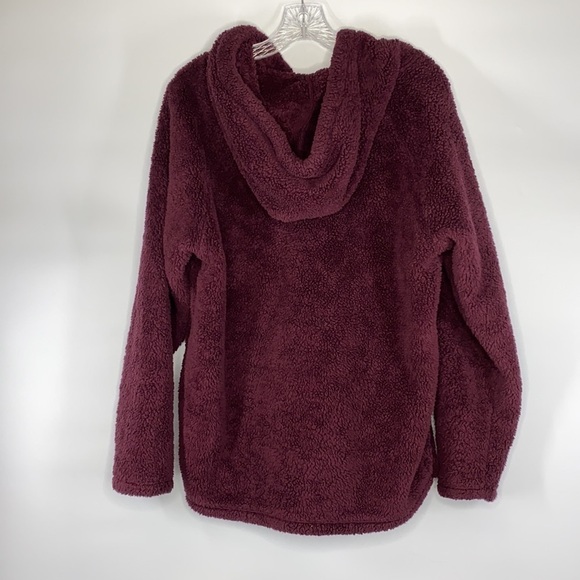 PINK Victoria's Secret Merlot Oversized Hooded Fuzzy Sweatshirt - Picture 2 of 7